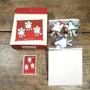 Hallmark Keepsake Ornament Box Hope Joy Love Vintage Porcelain 2002 Three Angels